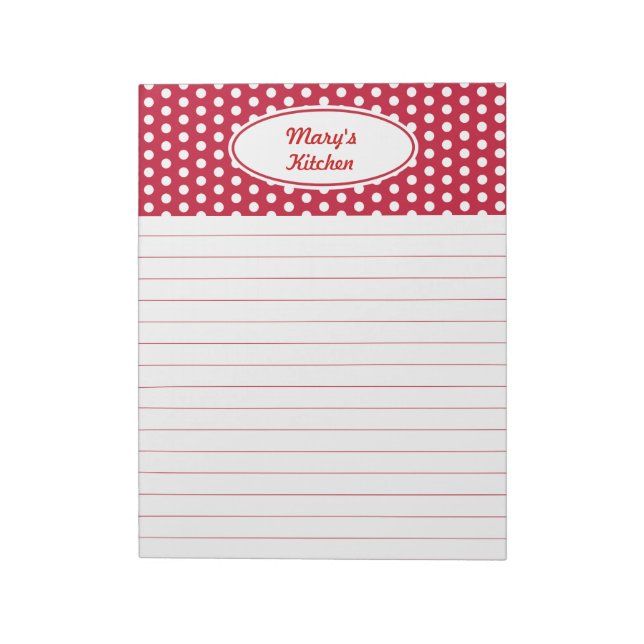 Personalisiert Red Kitchen Notepad Notizblock (Rotiert)