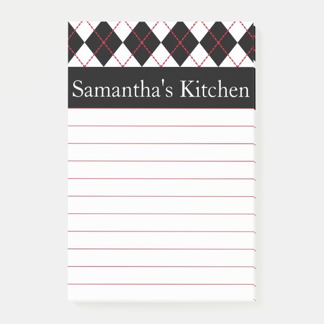 Personalisiert Red Kitchen Post It Notes Gift Post-it Klebezettel (Vorderseite)