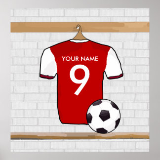 Personalisiert Red mit White Football Soccer Jerse Poster