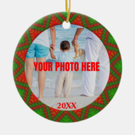 Personalisiert Red n Green Christmas Abstraktes Fo Keramik Ornament