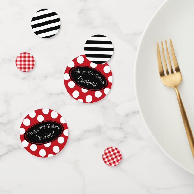 Personalisiert Red Polka Dot Table Confetti Konfetti (Gruppe)