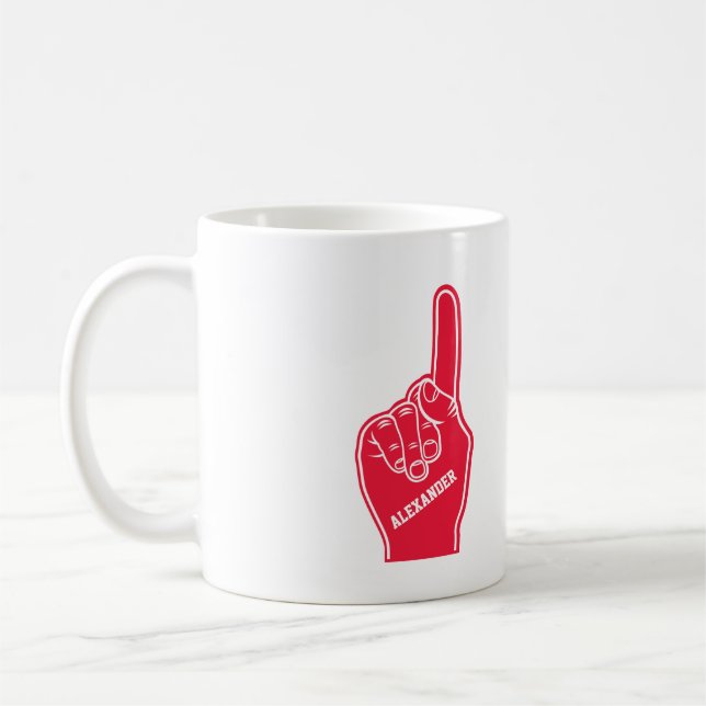 Personalisiert Red Sports Foam Finger Kaffeetasse (Links)