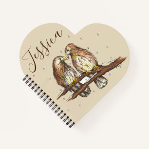 Personalisiert Red Tail Hawk Bird Lovebird Snow Notizbuch