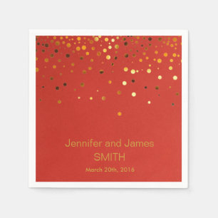 Personalisiert Red Wedding Confetti Gold Glitzer Serviette