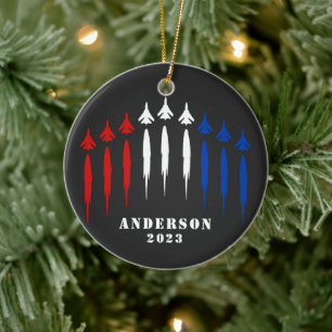 Personalisiert Red White Air Force Jets Keramik Ornament