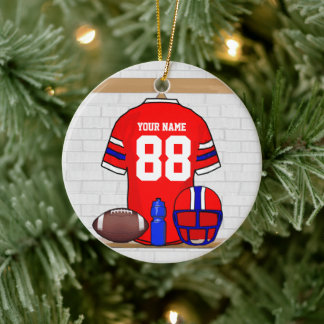 Personalisiert Red White Blue Football Jersey Keramikornament