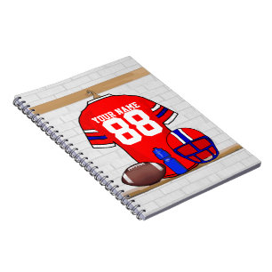 Personalisiert Red White Blue Football Jersey Notizblock
