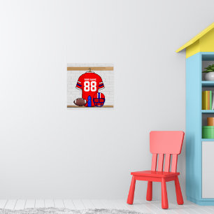 Personalisiert Red White Blue Football Jersey Poster