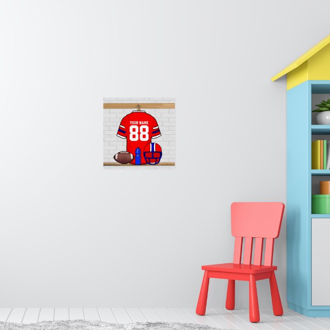 Personalisiert Red White Blue Football Jersey Poster (Kinderzimmer 1)