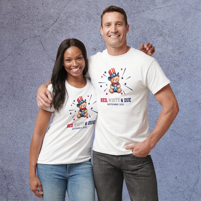 Personalisiert Red White & Due Erwartete Eltern T-Shirt (Personalized Red White & Due Expecting Parents T-Shirt
)