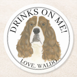 Personalisiert Red White English Springer Spaniel Runder Pappuntersetzer