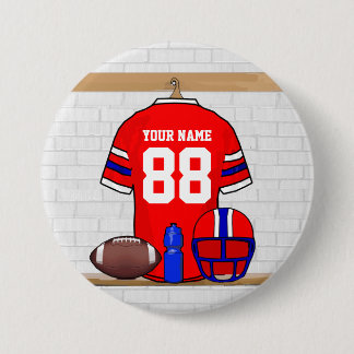 Personalisiert Red White Football Jersey Button