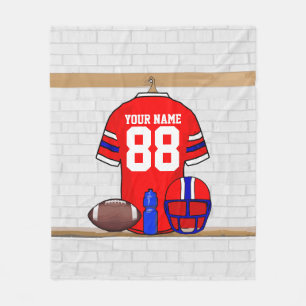Personalisiert Red White Football Jersey Fleecedecke