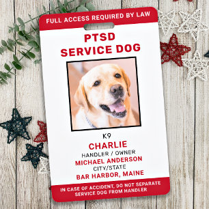 Personalisiert Red White PTSD Service Dog Foto ID Ausweis