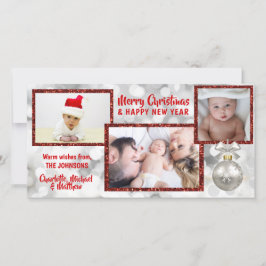 Personalisiert Red White Weihnachtsfeiertag | FOTO Feiertagskarte