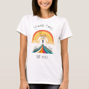 Personalisiert, Regenbogen, Yoga, Pose der Bäume, T-Shirt