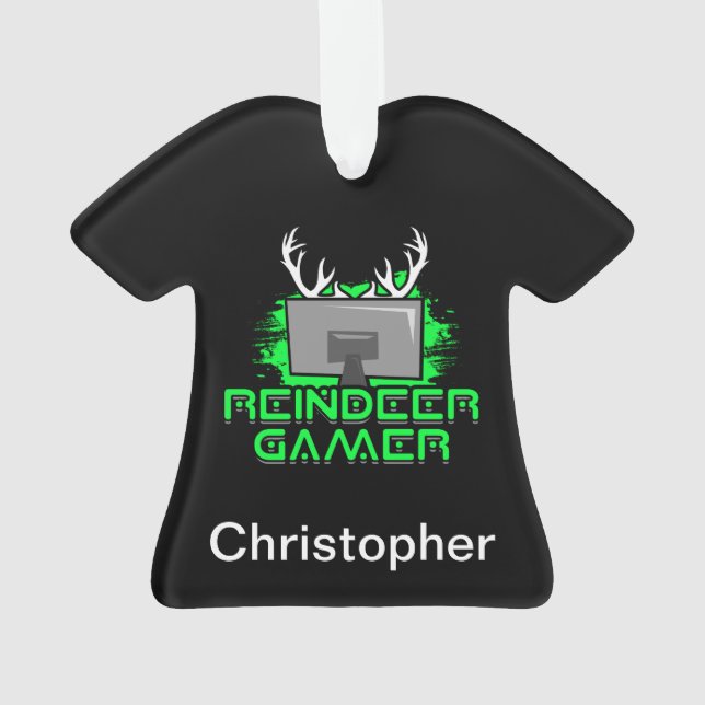 Personalisiert Reindeer Gamer Christmas Funny Ornament (Rückseite)