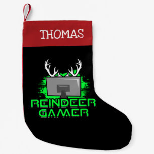 Personalisiert Reindeer Gamer Funny Kleiner Weihnachtsstrumpf