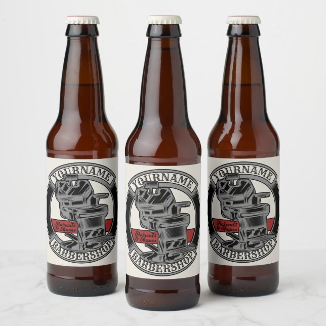 Personalisiert Retro BarberShop Barber Chair Salon Bierflaschenetikett (Flaschen)