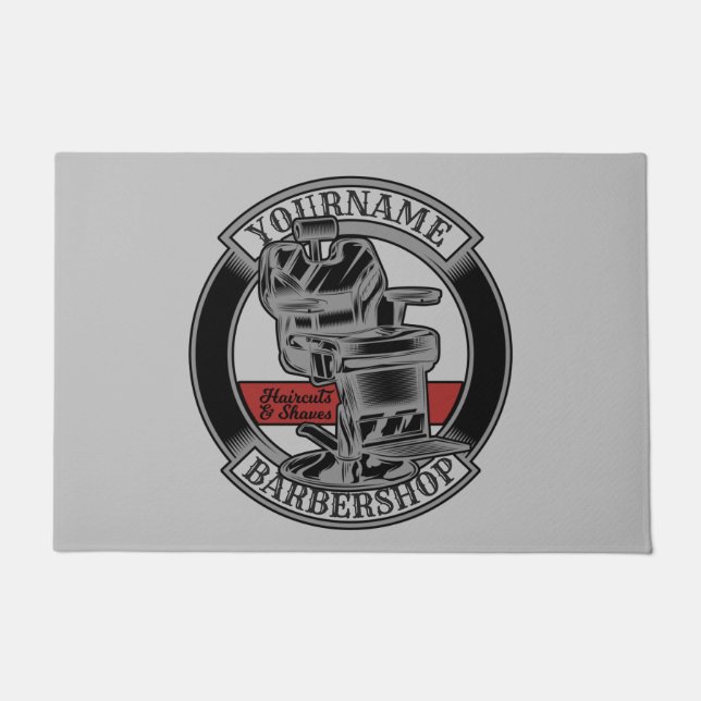 Personalisiert Retro BarberShop Barber Chair Salon Fußmatte (Vorderseite)