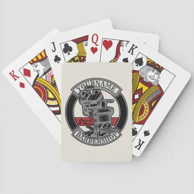 Personalisiert Retro BarberShop Barber Chair Salon Spielkarten (Rückseite)