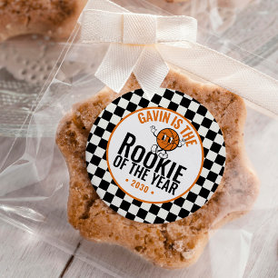 Personalisiert Retro Basketball Geburtstagsparty Runder Aufkleber