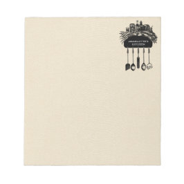 Personalisiert Retro Black Cream Kitchen Notizblock