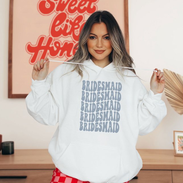 Personalisiert Retro Boho Dusty Blue Bachelorette Hoodie (Von Creator hochgeladen)
