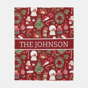 Personalisiert Retro Christmas Santa Fleece Blanke