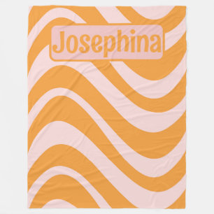 Personalisiert Retro Curvy Orange Pink Fleecedecke