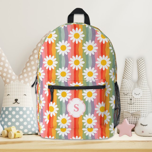 Personalisiert Retro Daisy Backpack Bedruckter Rucksack (Von Creator hochgeladen)