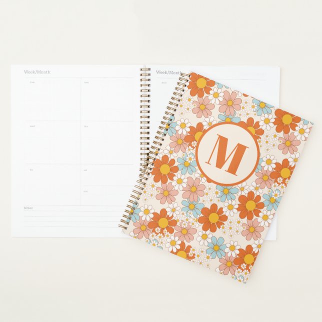 Personalisiert Retro Daisy Floral Monogram Planer (Anzeige)