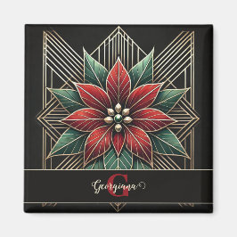 Personalisiert Retro Flora Art Deco Poinsettia Magnet