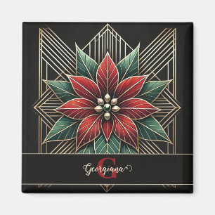 Personalisiert Retro Flora Art Deco Poinsettia Magnet