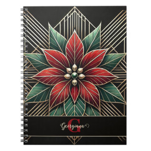 Personalisiert Retro Flora Art Deco Poinsettia Notizblock