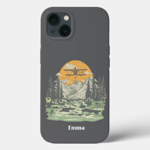 Personalisiert,Retro,Flugzeug,Sonnenuntergang,Natu iPhone 13 Hülle