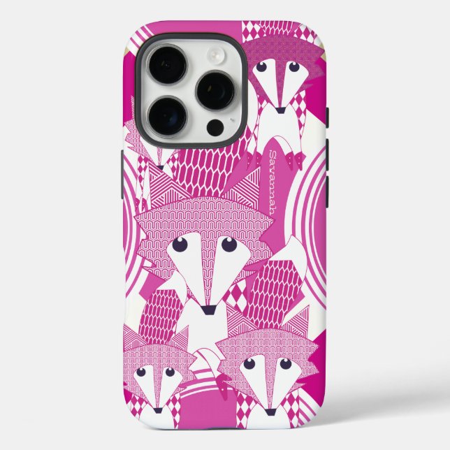 Personalisiert Retro Fox Art Pink Retro iPhone 5 Case-Mate iPhone Hülle (Rückseite)