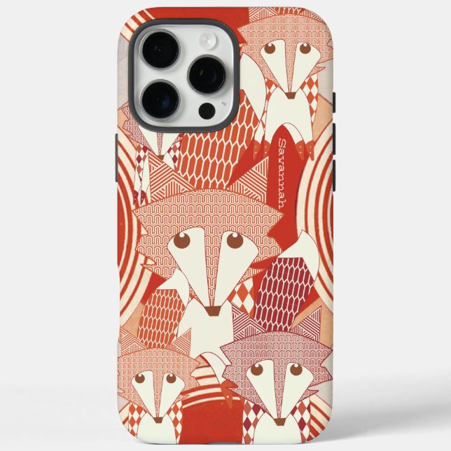 Personalisiert Retro Fox Art Red Retro Case-Mate iPhone Hülle (Rückseite)