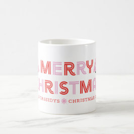 Personalisiert Retro Frohe Weihnachtsbaum Rosa & R Kaffeetasse