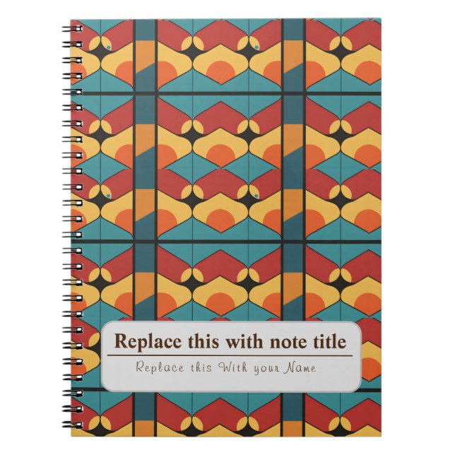 Personalisiert Retro Funky Orange-Aquamarin Notizblock (Vorderseite)