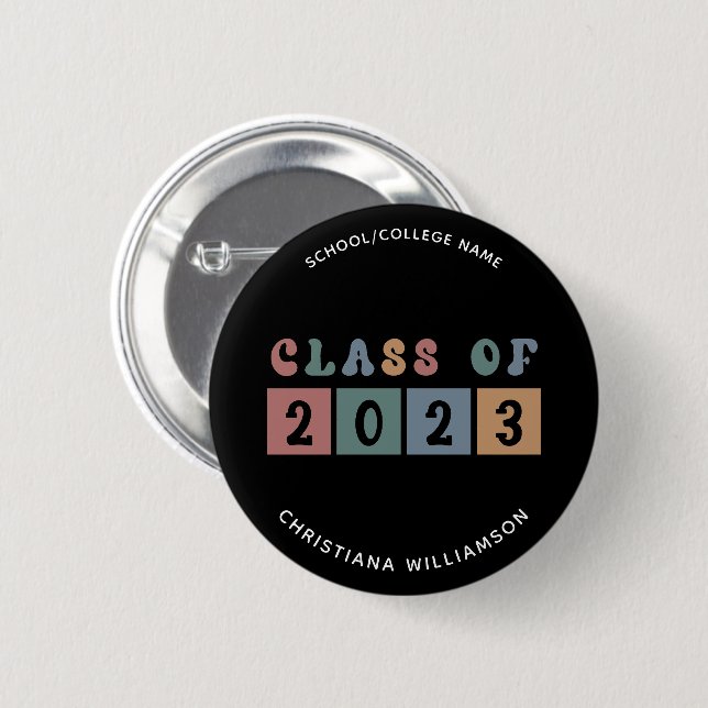 Personalisiert Retro-Klasse 2023 Abschluss Niedlic Button (Vorne & Hinten)