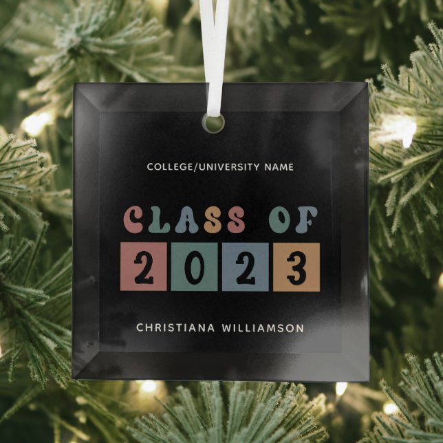 Personalisiert Retro-Klasse 2023 Abschluss Niedlic Ornament Aus Glas (Insitu)