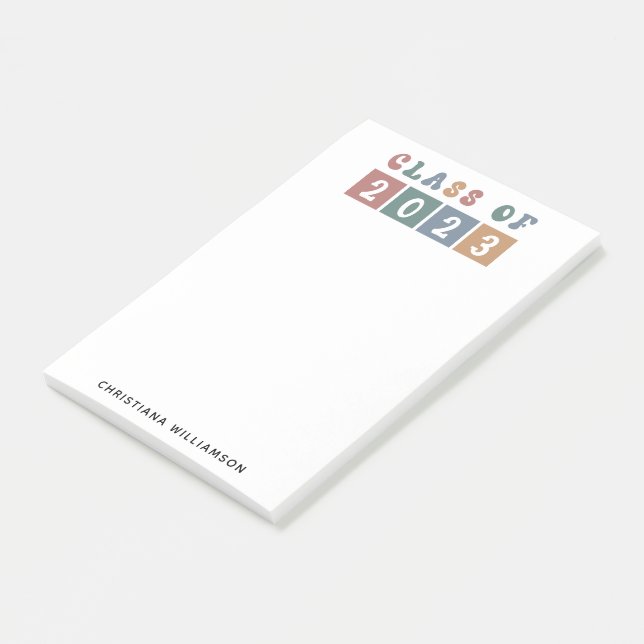 Personalisiert Retro-Klasse 2023 Abschluss Niedlic Post-it Klebezettel (angewinkelt)