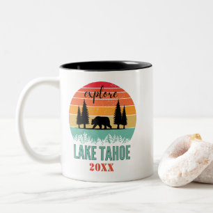 Personalisiert Retro Lake Tahoe Zweifarbige Tasse