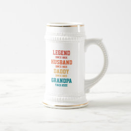 Personalisiert Retro Legend Husband Daddy Grandpa Bierglas