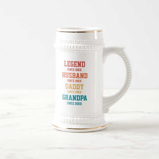 Personalisiert Retro Legend Husband Daddy Grandpa Bierglas (Rechts)
