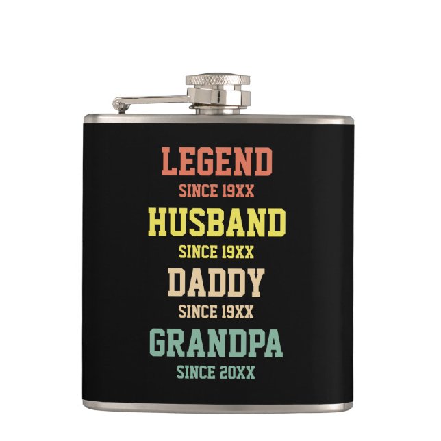 Personalisiert Retro Legend Husband Daddy Grandpa Flachmann (Vorderseite)
