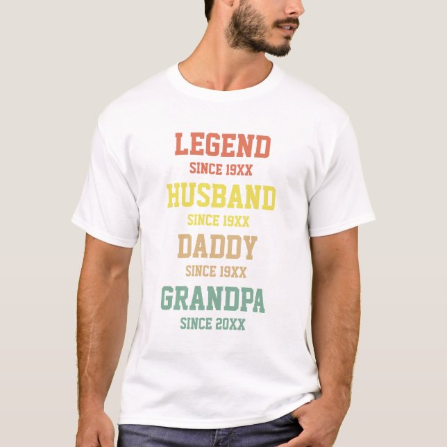Personalisiert Retro Legend Husband Daddy Grandpa T-Shirt (Vorderseite)