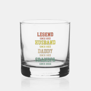 Personalisiert Retro Legend Husband Daddy Grandpa Whiskyglas