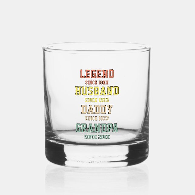 Personalisiert Retro Legend Husband Daddy Grandpa Whiskyglas (Vorderseite)